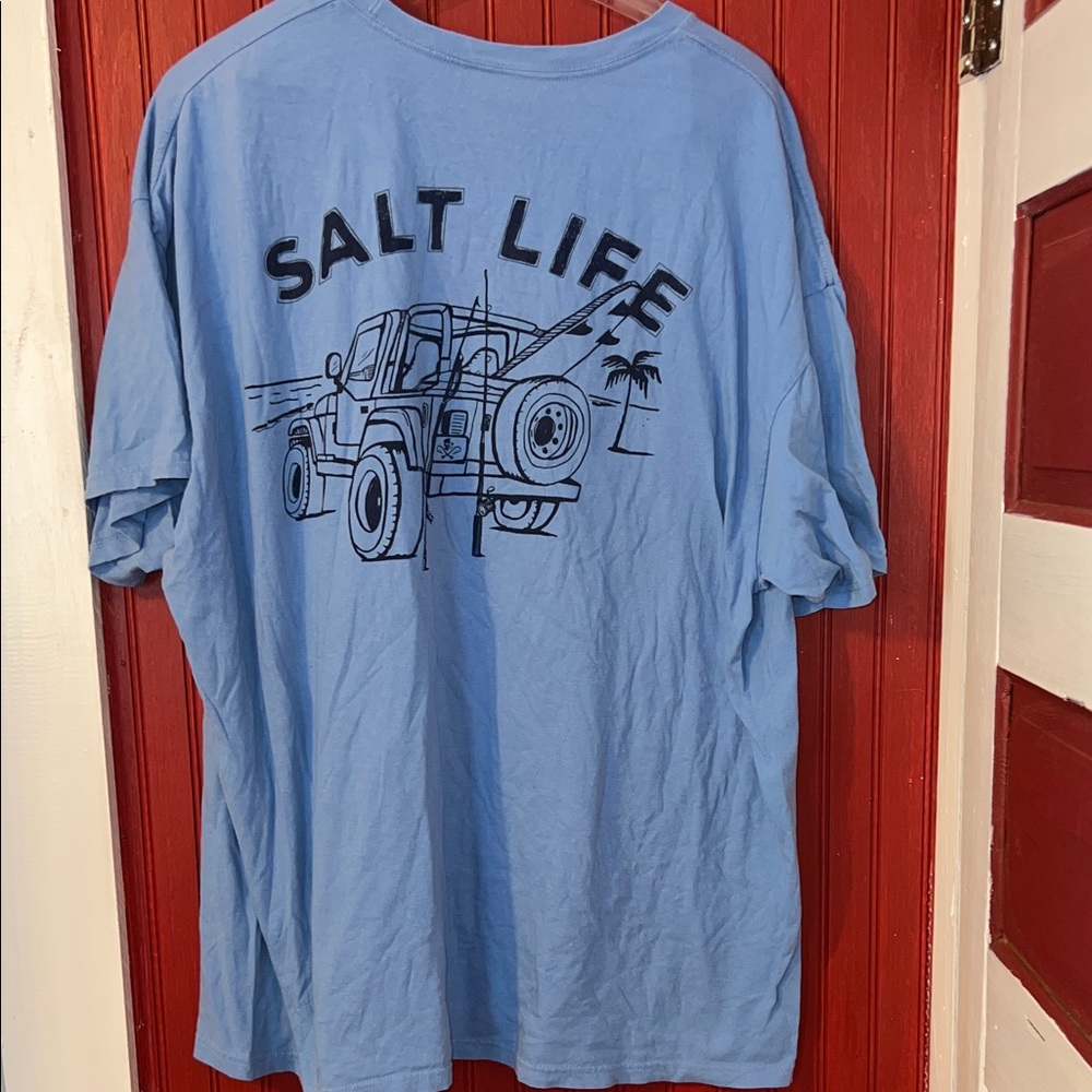 Salt Life Men's Light Blue Jeep Fishing Beach Short Sleeve Tee XL - Picture 3 of 6
